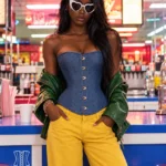 Corset jean bleu bustier Jane