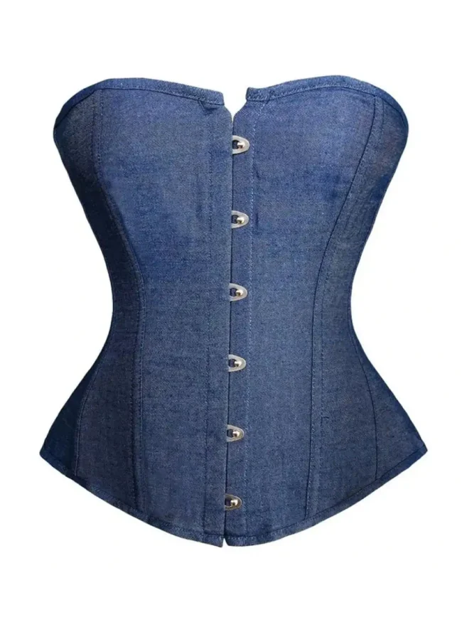 Corset jean bleu bustier Jane (vue de face) Corset jean bleu bustier Jane (vue de face)