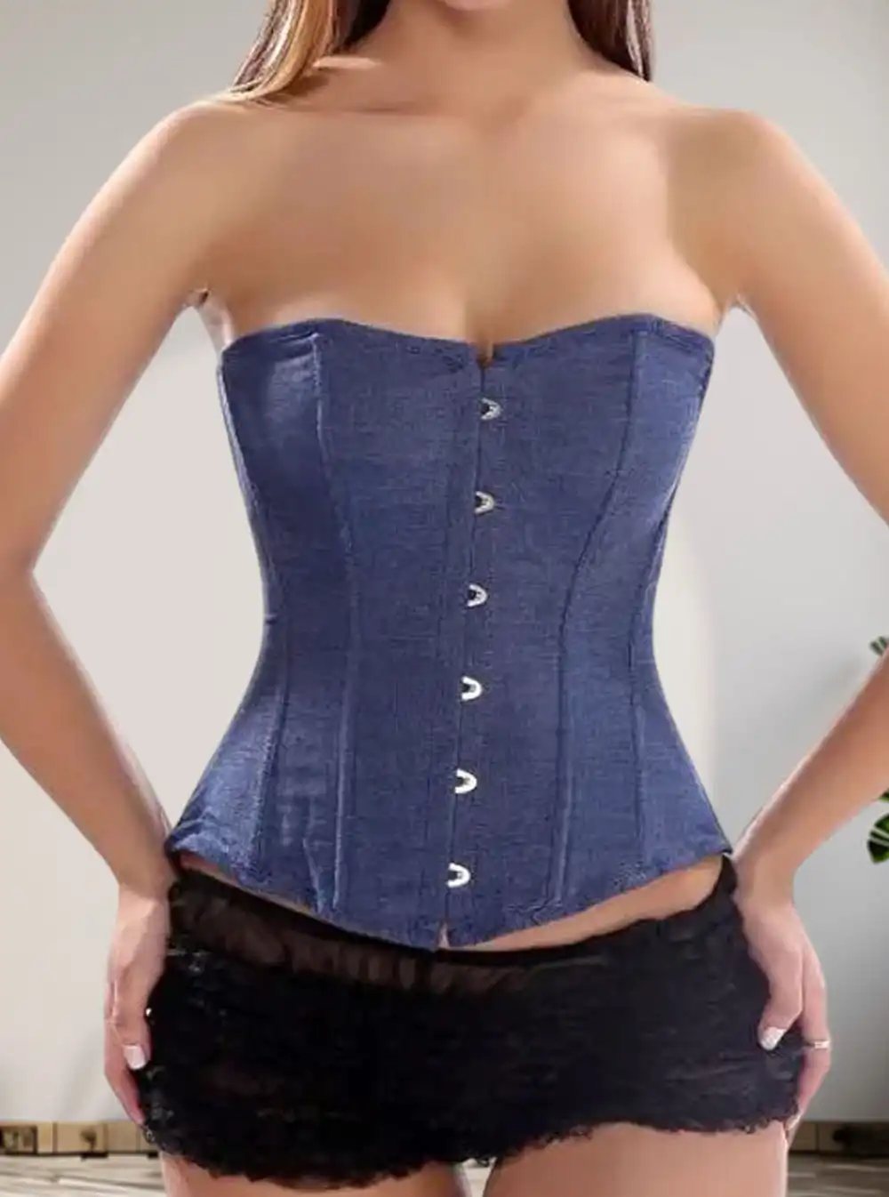 Corset jean bleu bustier Jane