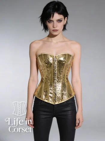 Corset or doré et motifs léopard Solyne (couverture) Corset or doré et motifs léopard Solyne (couverture)