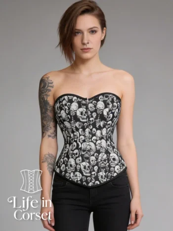 Corset punk gothique à têtes de mort Skull Queen (face) Corset punk gothique à têtes de mort Skull Queen (face)
