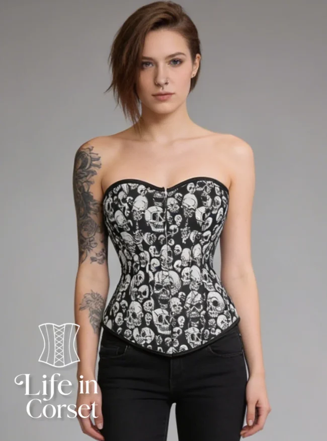 Corset punk gothique à têtes de mort Skull Queen (face) Corset punk gothique à têtes de mort Skull Queen (face)