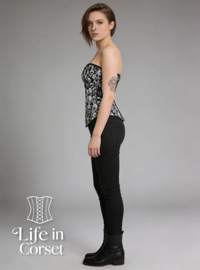 Corset punk gothique à têtes de mort Skull Queen (profil) Corset punk gothique à têtes de mort Skull Queen (profil)