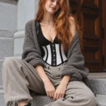 Corset rayé noir et blanc Freya