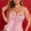 Corset rose grande taille bustier Béa (face) Corset rose grande taille bustier Béa (face)