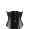 Corset sous poitrine en cuir noir grande taille Ivana (vue réelle de dos)