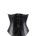 Corset sous poitrine en cuir noir grande taille Ivana (vue réelle de dos) Corset sous poitrine en cuir noir grande taille Ivana (vue réelle de dos)