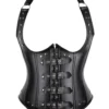 Corset sous poitrine en cuir noir grande taille Ivana (vue réelle, face)