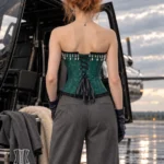 Corset vert bijou avec perles Aurelia (vue de dos) Corset vert bijou avec perles Aurelia