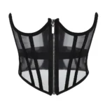 Serre-taille noir transparent zippé Ornélia (vue réelle, de face)