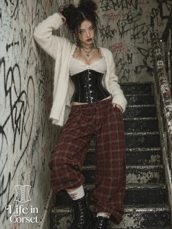 Serre taille vinyle corset noir brillant Amanda