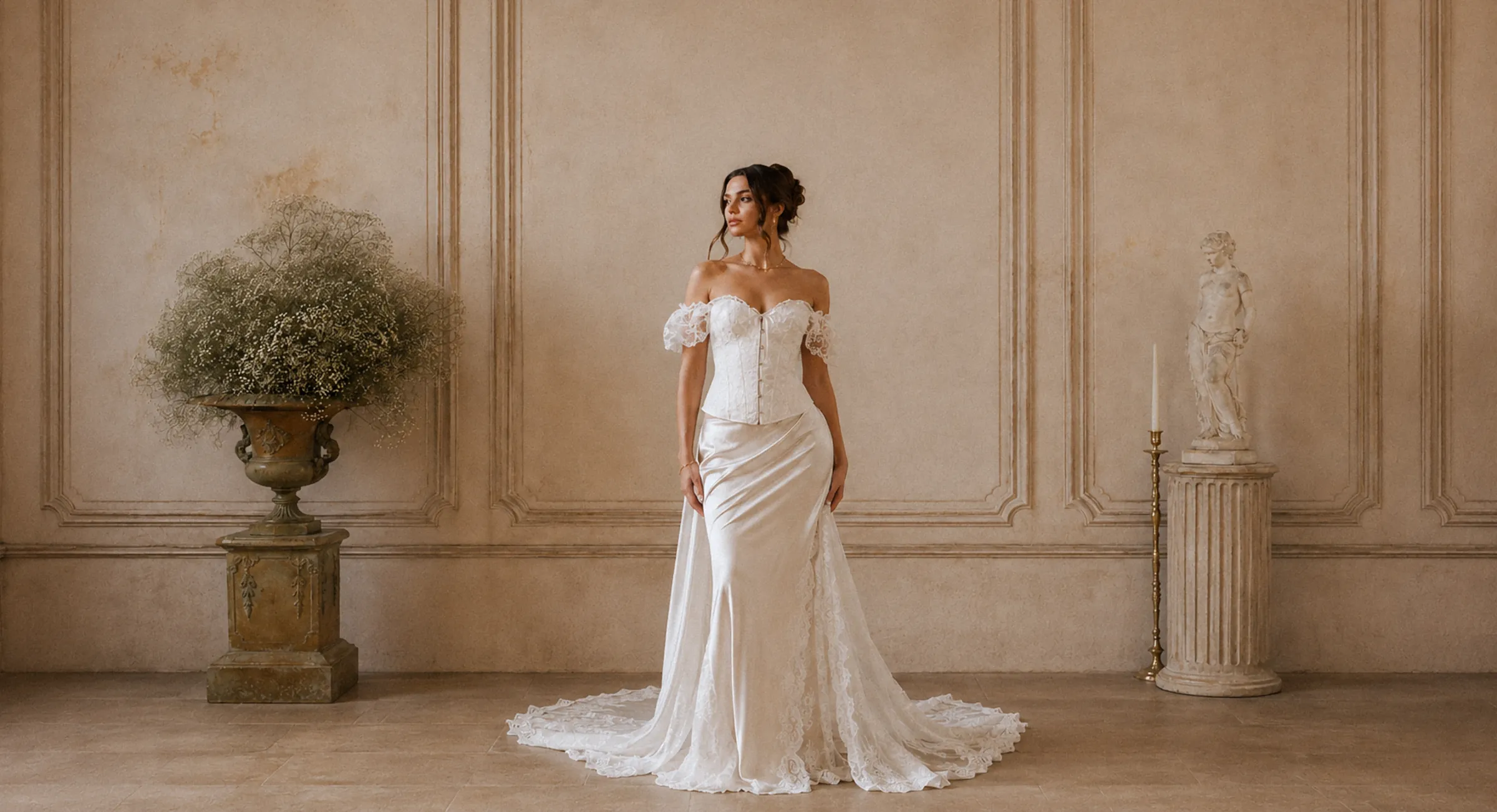 couverture mariage 4 Corset de soirée chic blanc avec dentelle Gala