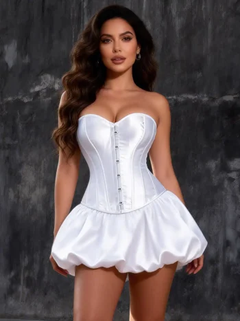 Corset blanc en satin (1) Corset blanc en satin