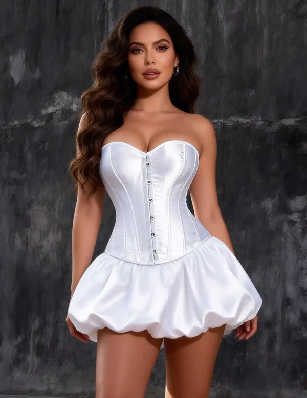 Corset blanc en satin (1) Corset blanc en satin