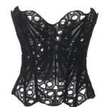 Corset noir en résille ajourée (1) Corset noir en résille ajourée
