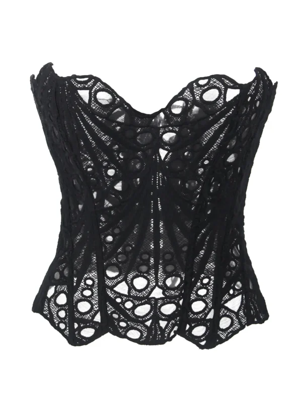 Corset noir en résille ajourée (1) Corset noir en résille ajourée