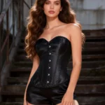 Corset noir en satin (1) Corset noir en satin