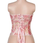 Corset rose en résille ajourée (4) Corset rose en résille ajourée