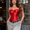 Corset rouge en satin (1) Corset rouge en satin