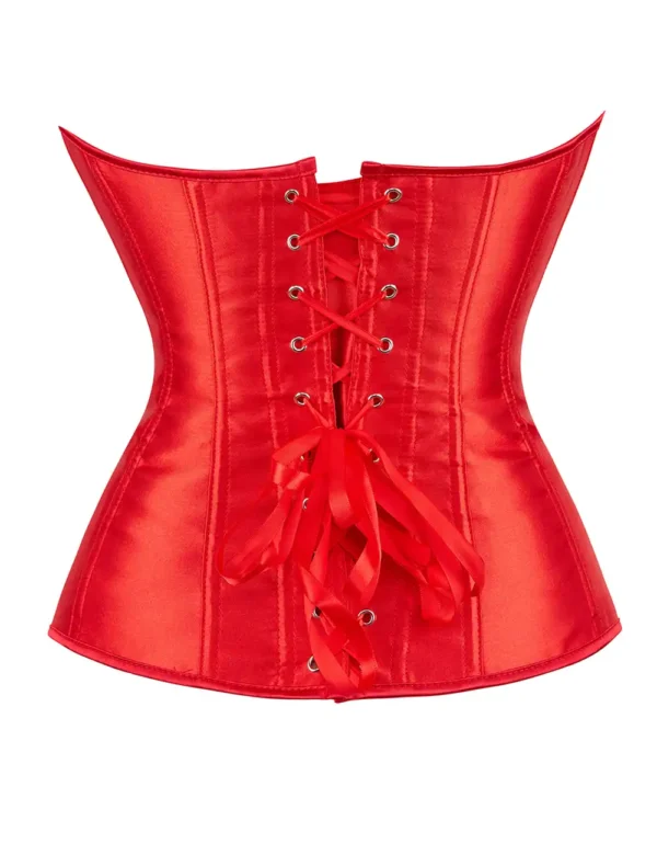 Corset rouge en satin (4) Corset rouge en satin