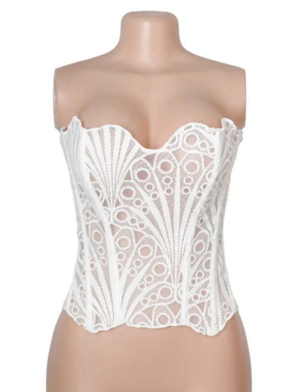 corset blanc en résille ajourée (1) Corset blanc en résille ajourée