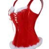 Bustier déguisement de mère Noël rouge et blanc(2) Bustier déguisement de mère Noël rouge et blanc