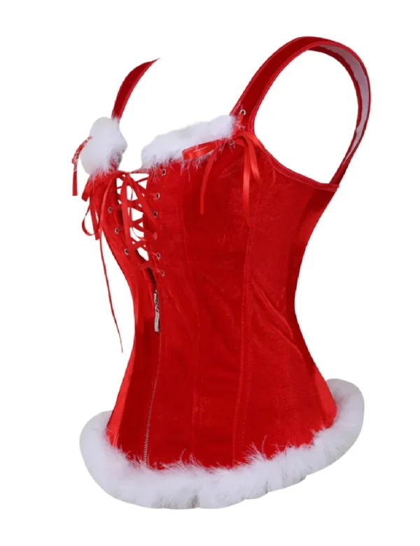 Bustier déguisement de mère Noël rouge et blanc(2) Bustier déguisement de mère Noël rouge et blanc