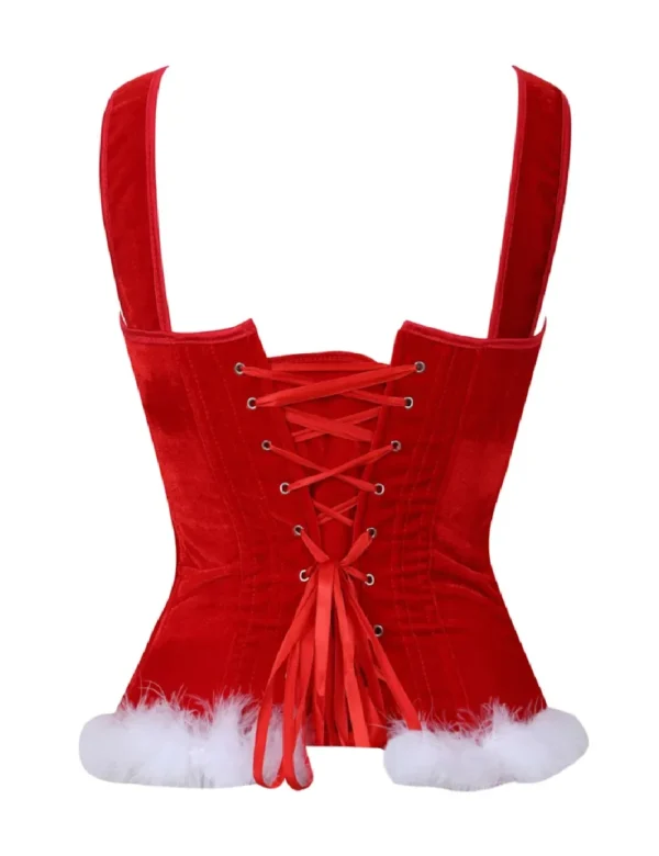 Bustier déguisement de mère Noël rouge et blanc(3) Bustier déguisement de mère Noël rouge et blanc