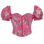 Bustier rose vintage à imprimé fleuri (2) Bustier rose vintage à imprimé fleuri