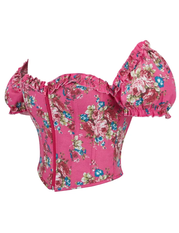 Bustier rose vintage à imprimé fleuri (3) Bustier rose vintage à imprimé fleuri