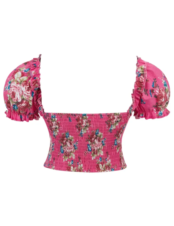 Bustier rose vintage à imprimé fleuri (4) Bustier rose vintage à imprimé fleuri