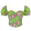 Bustier vert fleuri à manches bouffantes (2) Bustier vert fleuri à manches bouffantes