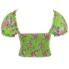 Bustier vert fleuri à manches bouffantes (3) Bustier vert fleuri à manches bouffantes