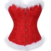 Corset Mère Noël rouge à fourrure blanche (1) Corset Mère Noël rouge à fourrure blanche