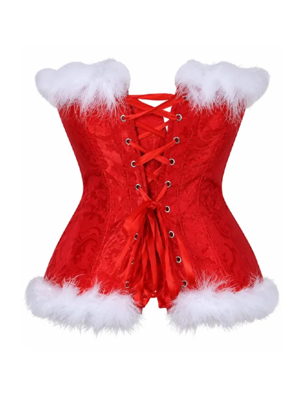 Corset Mère Noël rouge à fourrure blanche (2) Corset Mère Noël rouge à fourrure blanche