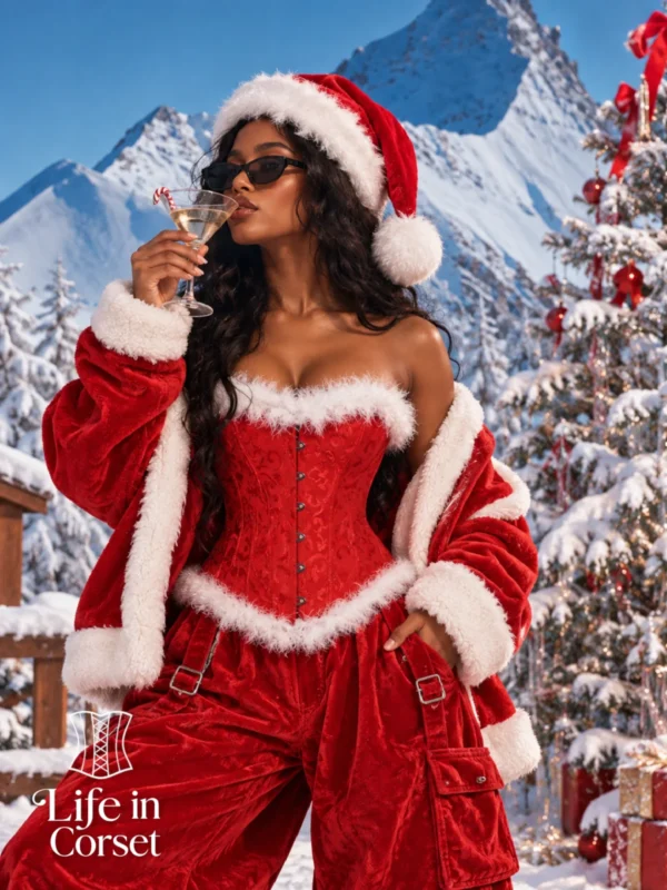 Corset Mère Noël rouge à fourrure blanche Corset Mère Noël rouge à fourrure blanche