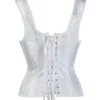 Corset blanc à bretelles et motifs floraux satinés (3) Corset blanc à bretelles et motifs floraux satinés