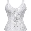 Corset blanc baroque à bretelles et laçage satiné (1) Corset blanc baroque à bretelles et laçage satiné