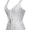 Corset blanc baroque à bretelles et laçage satiné (2) Corset blanc baroque à bretelles et laçage satiné