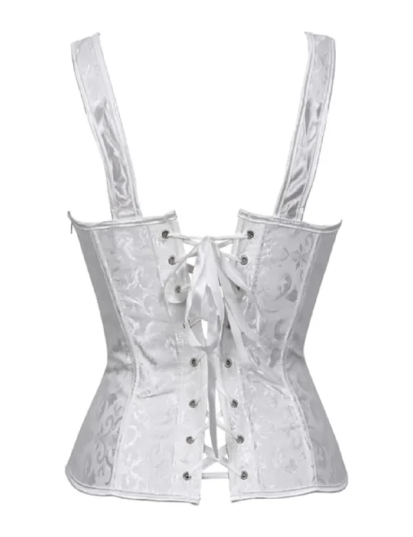 Corset blanc baroque à bretelles et laçage satiné (3) Corset blanc baroque à bretelles et laçage satiné