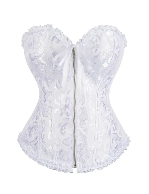 Corset blanc fleuri à fermeture zippée (4) Corset blanc fleuri à fermeture zippée