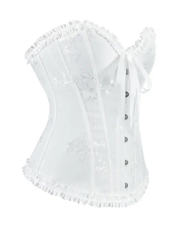 Corset blanc romantique en jacquard fleuri (2) Corset blanc romantique en jacquard fleuri