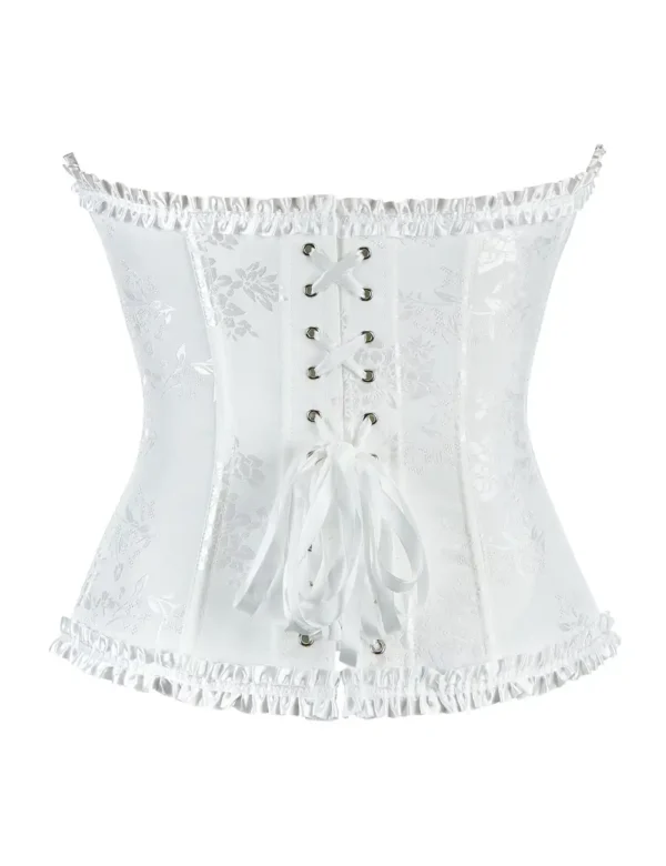Corset blanc romantique en jacquard fleuri (3) Corset blanc romantique en jacquard fleuri