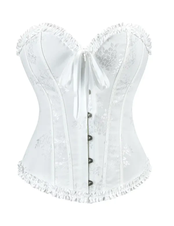 Corset blanc romantique en jacquard fleuri (4) Corset blanc romantique en jacquard fleuri