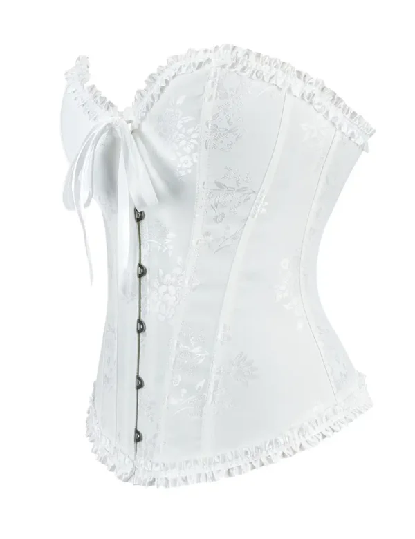 Corset blanc romantique en jacquard fleuri (5) Corset blanc romantique en jacquard fleuri
