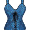 Corset bleu confortable à bretelles et lacets noirs (1) Corset bleu confortable à bretelles et lacets noirs