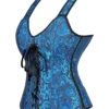 Corset bleu confortable à bretelles et lacets noirs (3) Corset bleu confortable à bretelles et lacets noirs