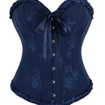 Corset bleu nuit élégant en jacquard fleuri