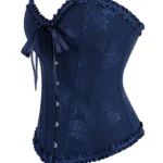 Corset bleu nuit élégant en jacquard fleuri