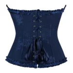 Corset bleu nuit élégant en jacquard fleuri